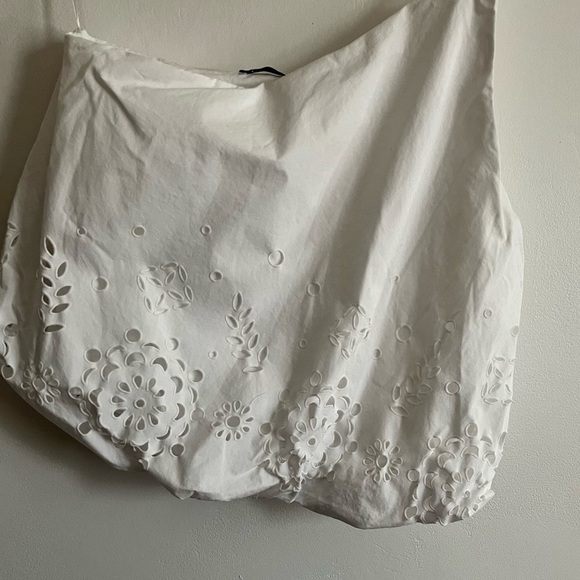 Zara Cutwork One Shoulder 100% Cotton Top - Picture 3 of 9